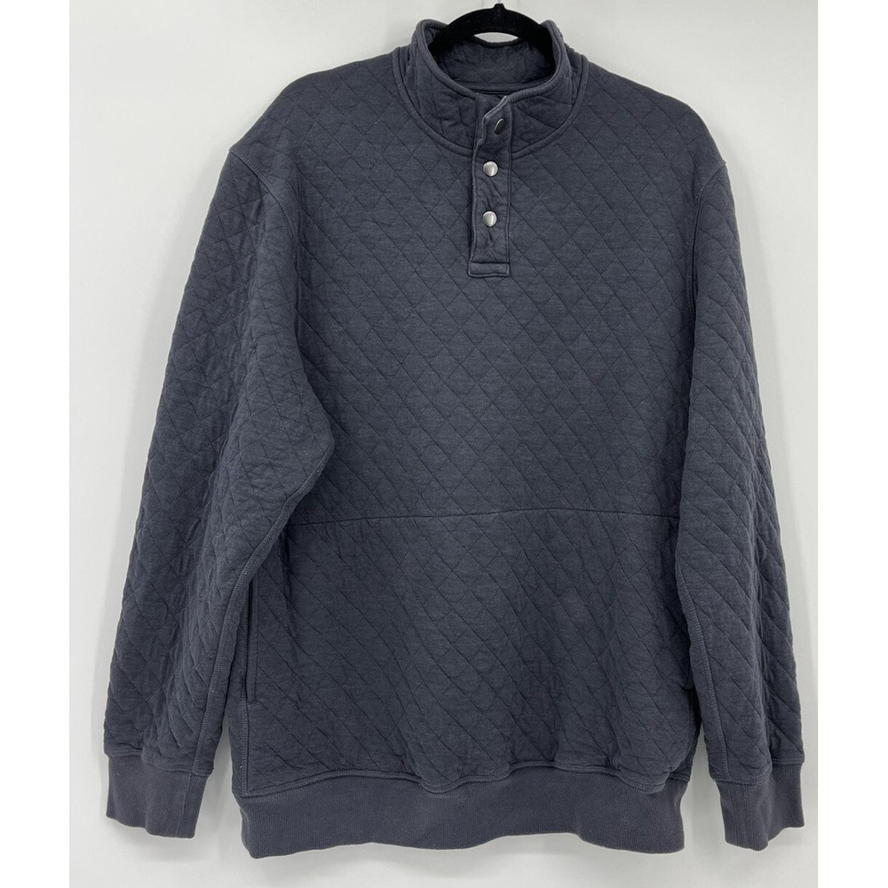 Duluth Trading Gray Quilted Quarter Snap Sweatshirt Jacket Men's Size Large